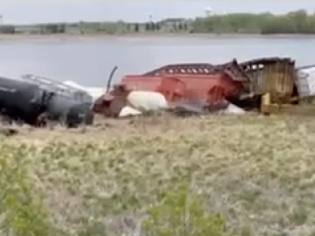 A 50-car train derailed in Minnesota