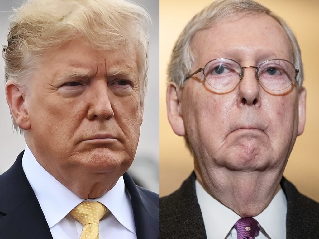Trump berates McConnell for ‘jeopardizing’ GOP electoral prospects over the bipartisan infrastructure legislation, says the leader should attend the bill signing