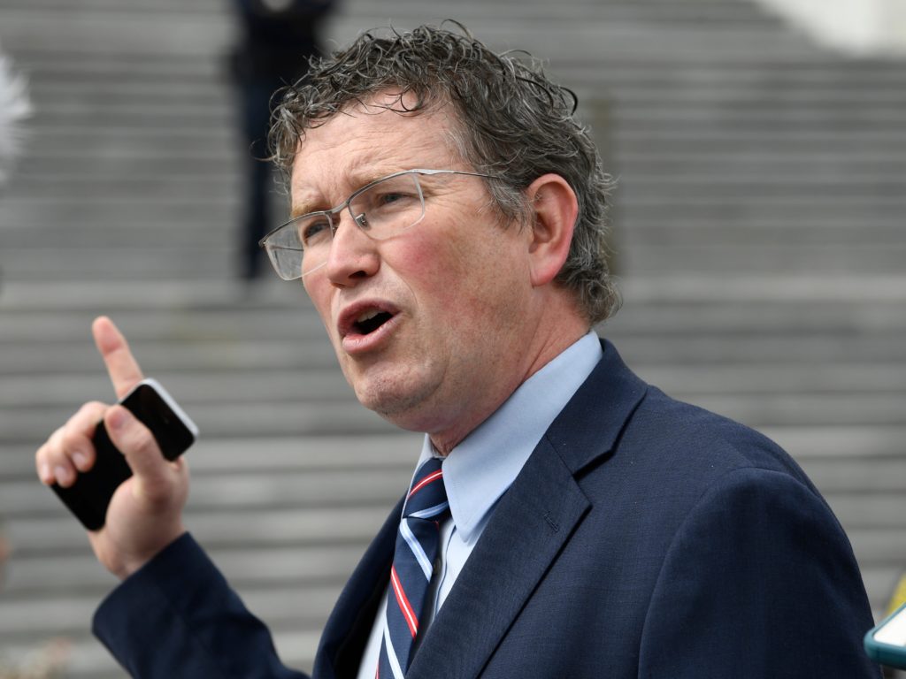 US Rep. Thomas Massie shared a quote on Twitter he misattributed to French philosopher Voltaire. It was actually said by an American neo-Nazi.