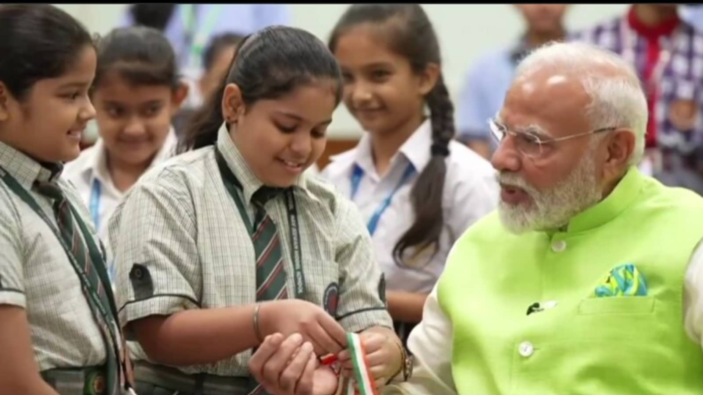 Raksha Bandhan 2024: School students in Delhi tie rakhi to PM Narendra Modi | Watch video