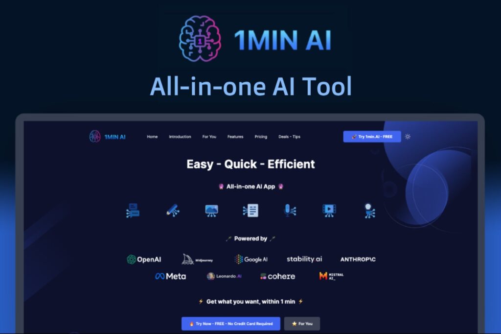 Generate 1,000+ Marketing Images This Month: 1min.AI Now $79.97 for Life